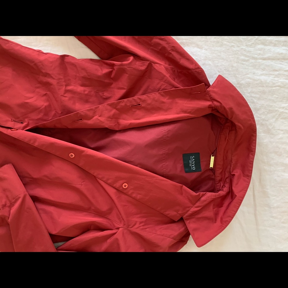 Red Sanyo raincoat